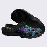 Psychedelic Mushroom Forest Moth Print Fleece-Lined Clogs