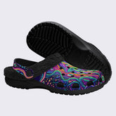 Psychedelic Forest Glowing Mushroom Print Fleece-Lined Clogs