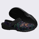 Mushroom Forest Death Moth Print Fleece-Lined Clogs