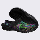 Psychedelic Mushroom Forest Eyes Print Fleece-Lined Clogs
