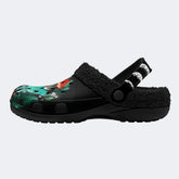 Night Sky Mushroom Butterfly Print - Fur Lined Slippers/Sandals