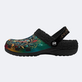 Brilliant Butterfly on Vines Print Fleece-Lined Clogs