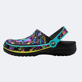 Hyper-Fluorescent psychedelic Butterfly Wreath Print Clogs