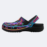 Hyper-Fluorescent psychedelic Butterfly Wreath Print Clogs