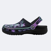 Night-lit Fluorescent Butterfly Vine Print Clogs