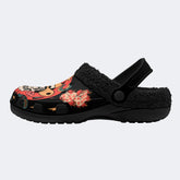 Retro Cowboy Skull Print - Fur Lined Slippers/Sandals