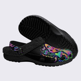 Psychedelic Mushroom Forest Moth Print Fleece-Lined Clogs