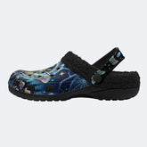 Ice Crystal Light Moth Print Fleece-Lined Clogs