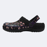 Cherry Blossom Moth Print Fleece-Lined Clogs