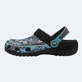 Aurora Moth Vintage Wreath Print Fleece-Lined Clogs