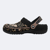 Rose Wreath Moth Print Fleece-Lined Clogs