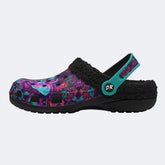 Cosmic Psychedelic Moth Wreath Print Fleece-Lined Clogs