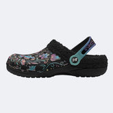 Iridescent Romantic Jewel Moth Print Fleece-Lined Clogs