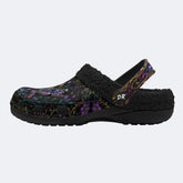 Dark Psychedelic Butterfly Wreath Print Fleece-Lined Clogs