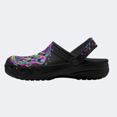 Neon Psychedelic Death Moth Print Clogs