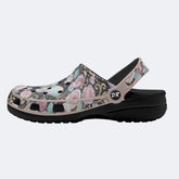Iridescent Romantic Moth Print Clogs