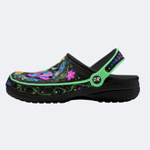 Fluorescent Moth Wreath Print Clogs