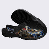 Irezumi Wave & Koi & Demon Face Print Fleece-Lined Clogs
