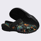 Psychedelic Mushroom Forest Moth Retro Print Fleece-Lined Clogs
