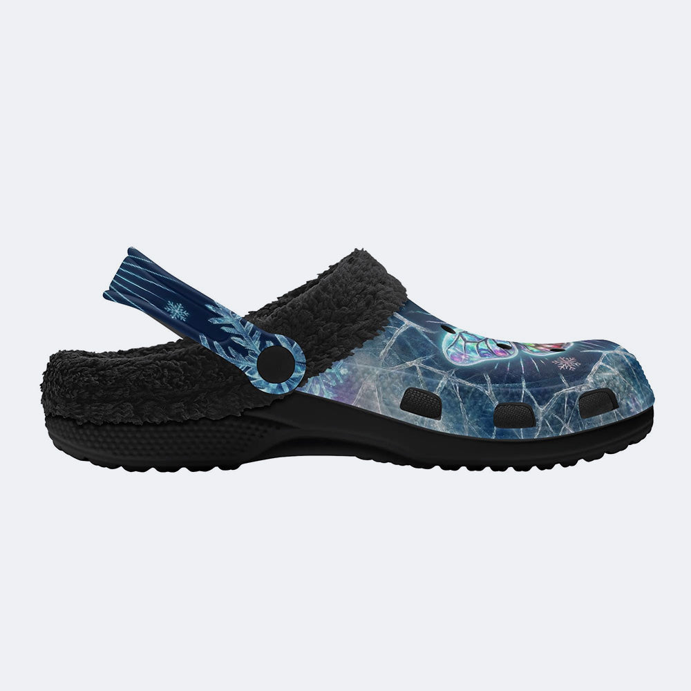 Ice Crystal Light Moth Print Clogs