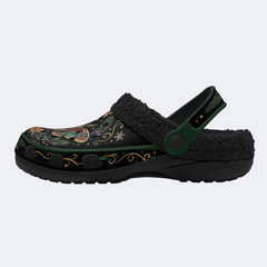 Jewel Moth Vintage Wreath Print Fleece-Lined Clogs