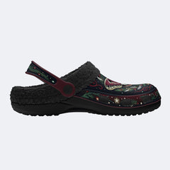 Moth Wreath Print Fleece-Lined Clogs