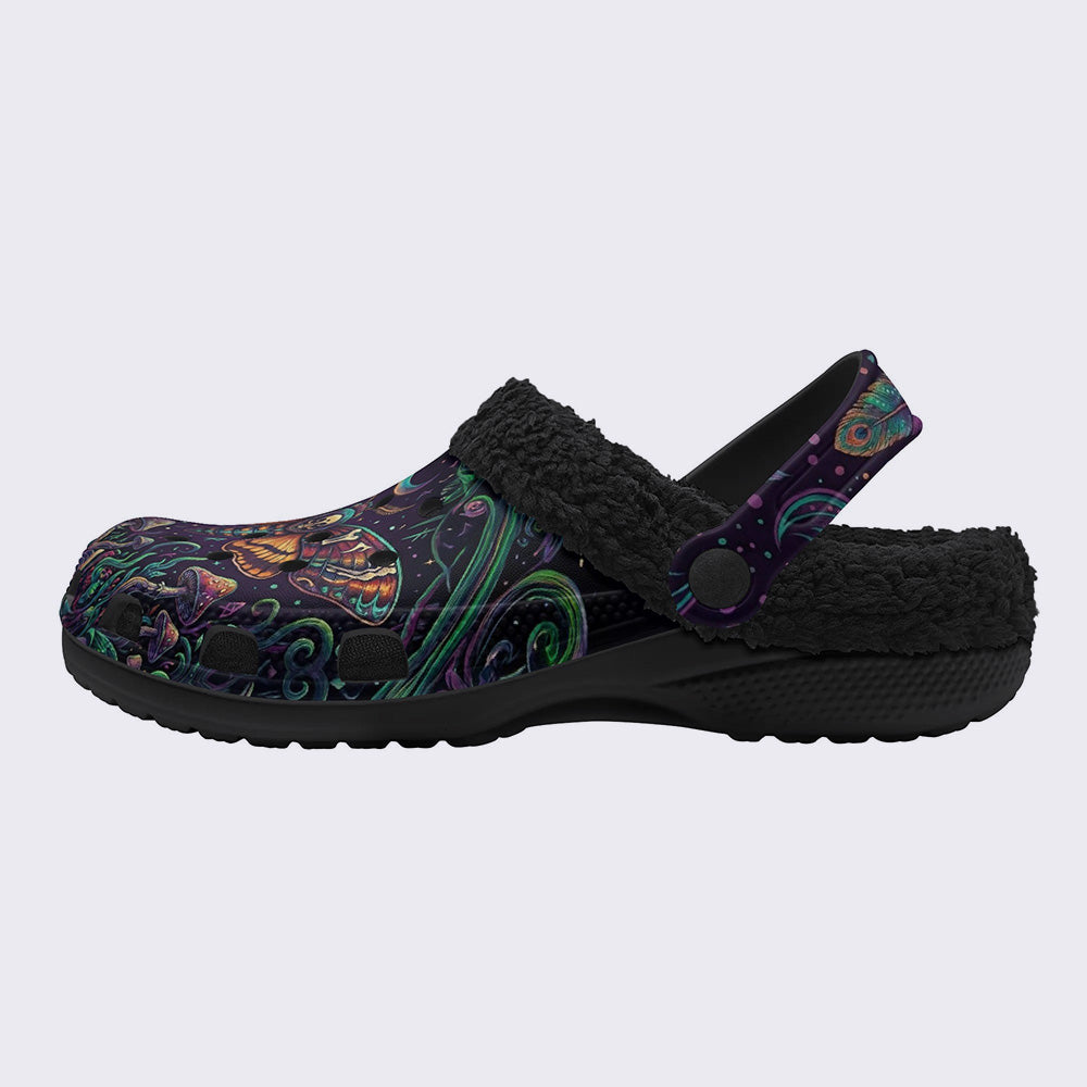 Mushroom Forest Death Moth Print Clogs