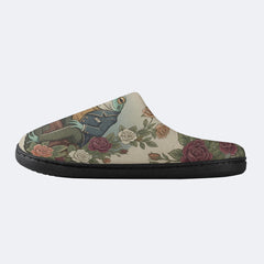 Fate of the Roses Print Fleece-Lined Slippers