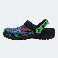 Hyper-Fluorescent psychedelic Butterfly Wreath Print Clogs