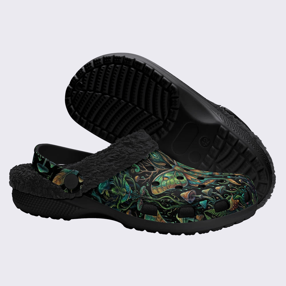 Forest Mystery Moth Print Clogs