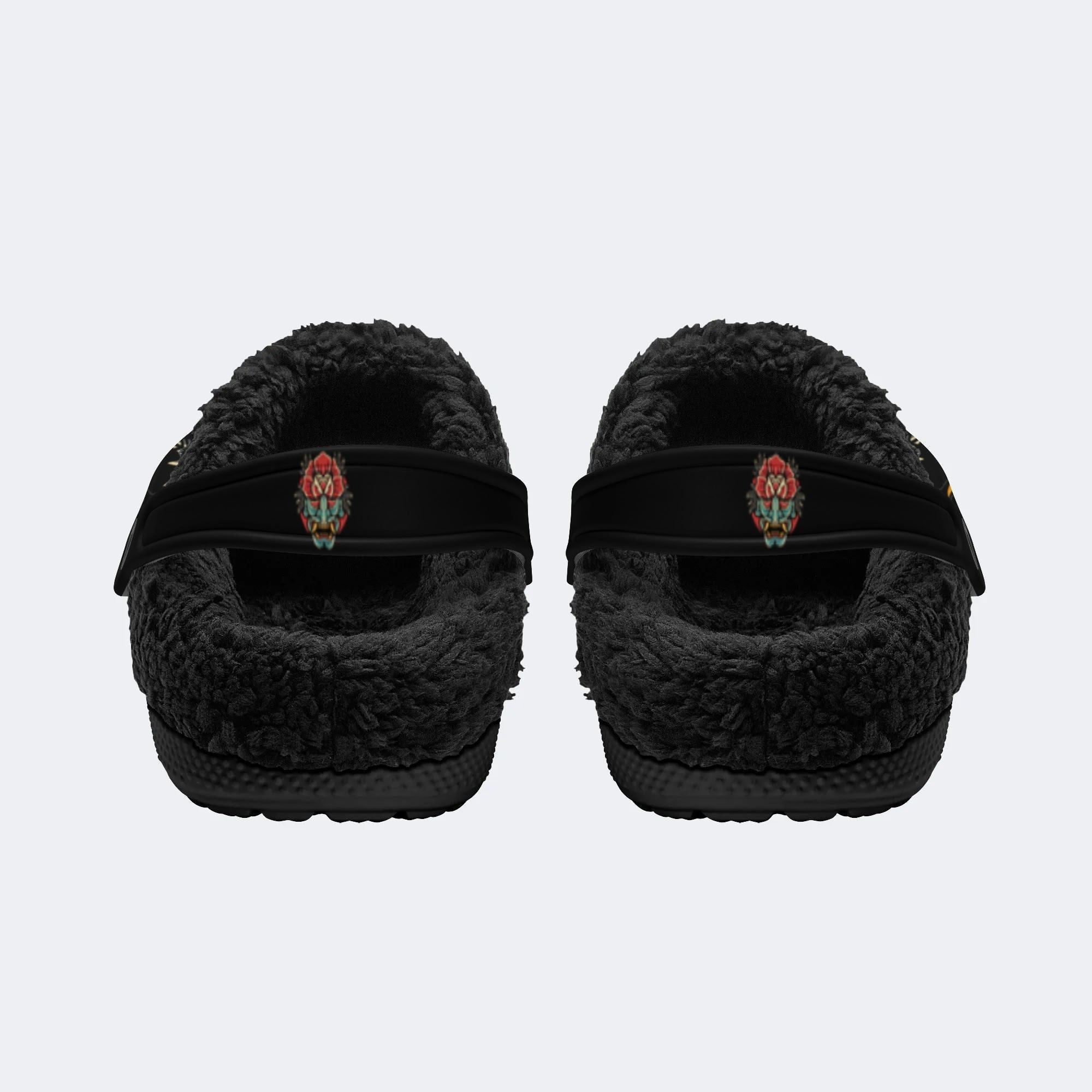 Classic Rose Devil Print - Fur Lined Slippers/Sandals