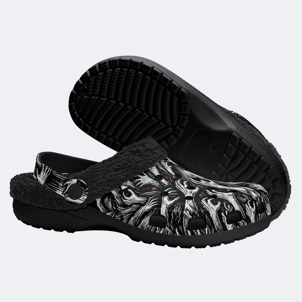 Climbing out of the abyss Print Fleece-Lined Clogs