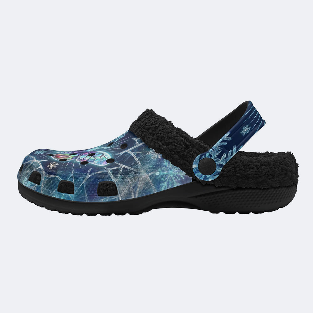 Ice Crystal Light Moth Print Clogs