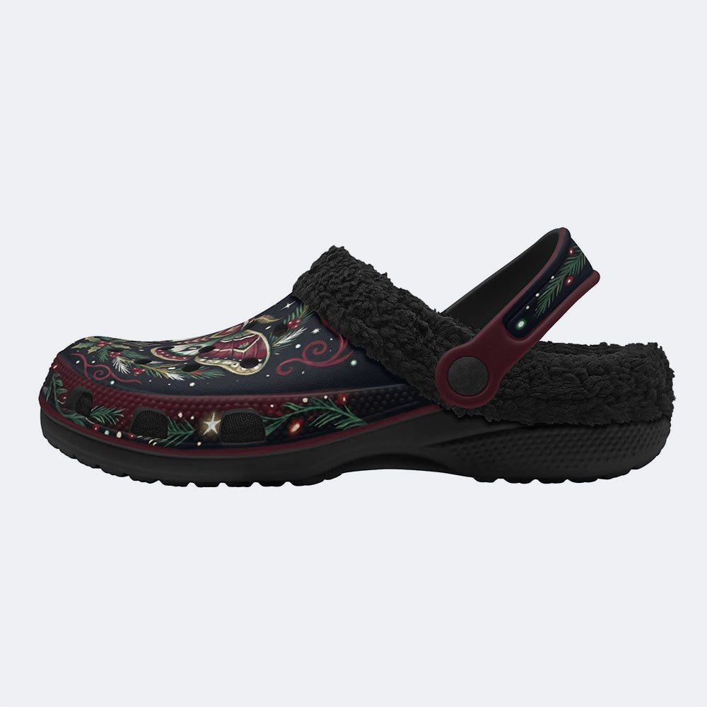 Moth Wreath Print Fleece-Lined Clogs