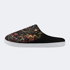 Strange Mushroom Forest Print Fleece-Lined Slippers