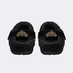 Vintage Angel Print - Fur Lined Slippers/Sandals