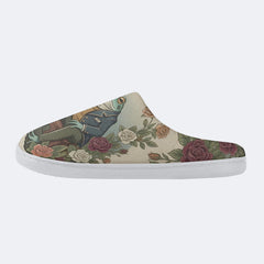 Fate of the Roses Print Fleece-Lined Slippers