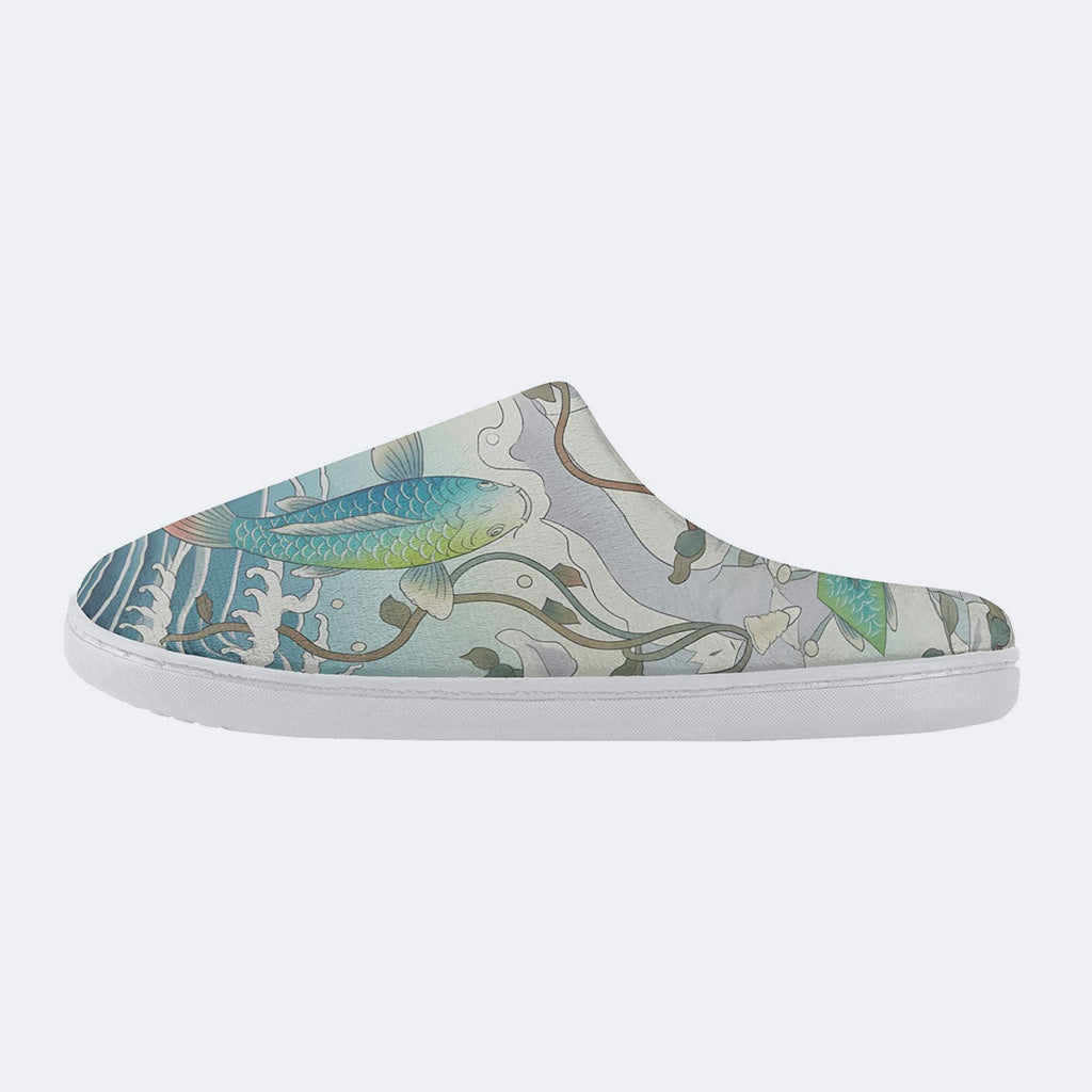 Brocade Journey Print Fleece-Lined Slippers