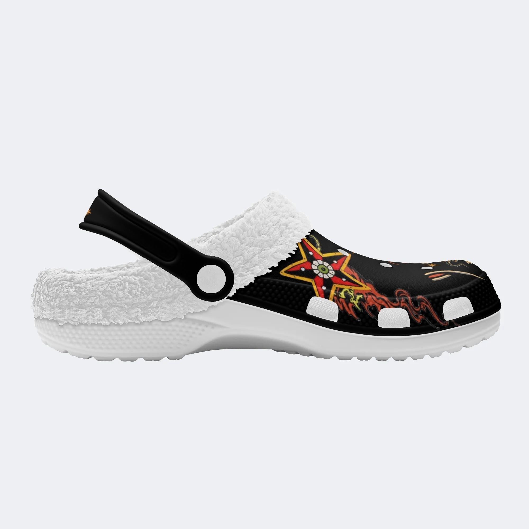 Vintage Snake And Tiger Print - Fur Lined Slippers/Sandals