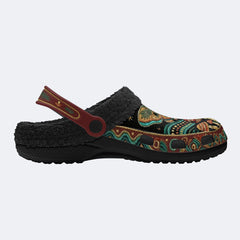Vintage Mushroom Forest Moth Print Fleece-Lined Clogs
