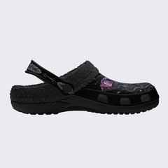 Obsidian Moth Print Fleece-Lined Clogs