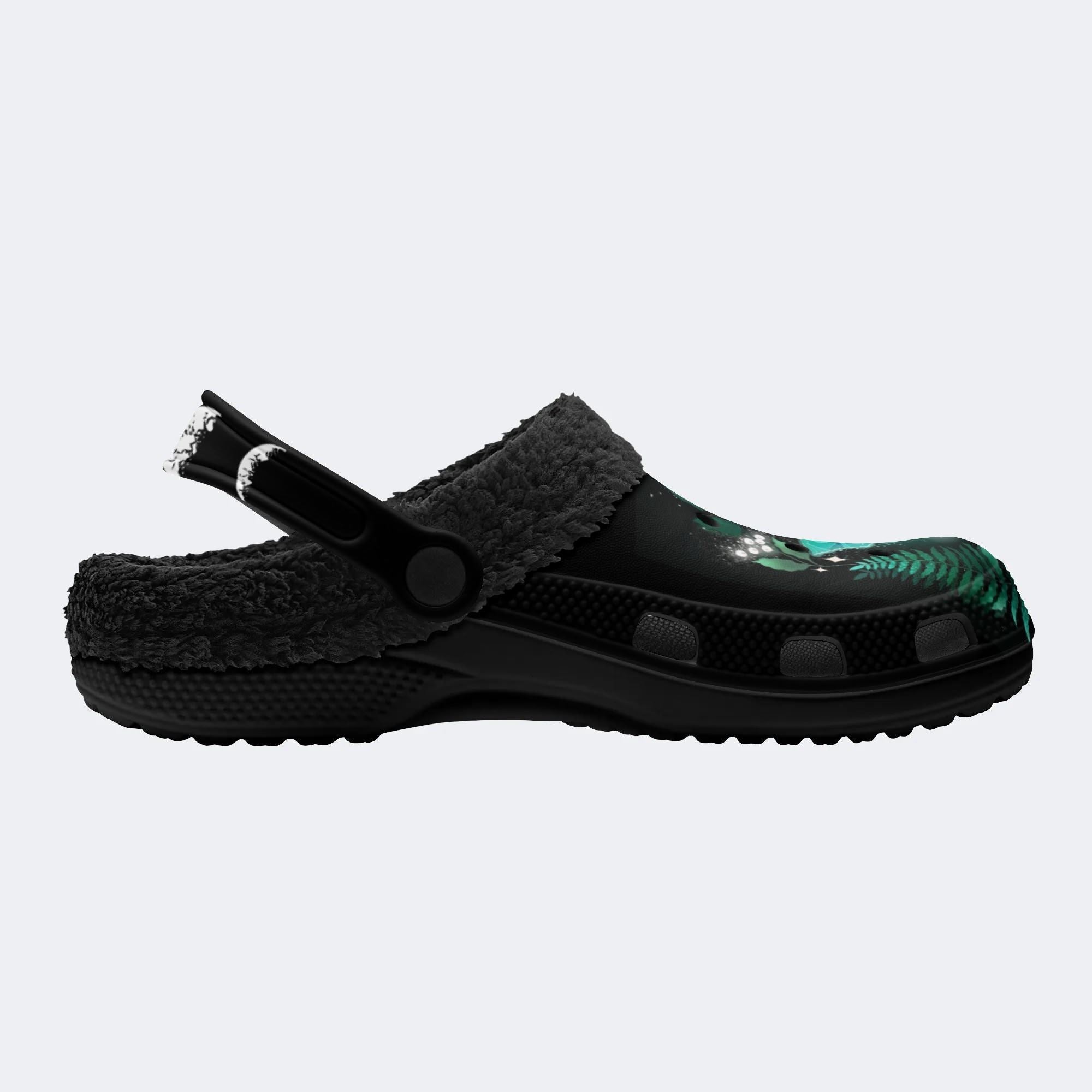 Night Sky Mushroom Butterfly Print - Fur Lined Slippers/Sandals