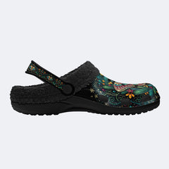 Pine Branch Moth Print Fleece-Lined Clogs