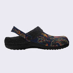 Neo-Traditional Totem Print Fleece-Lined Clogs