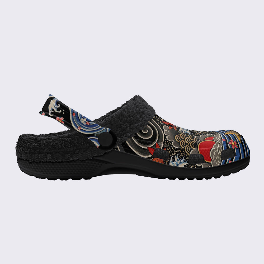 Irezumi Wave & Koi & Demon Face Print Clogs