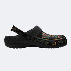 Death Moth Vintage Wreath Print Fleece-Lined Clogs