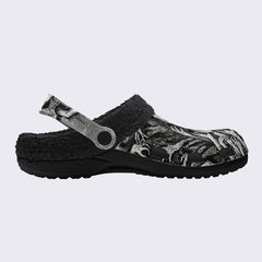 Devil's Hands Print Fleece-Lined Clogs