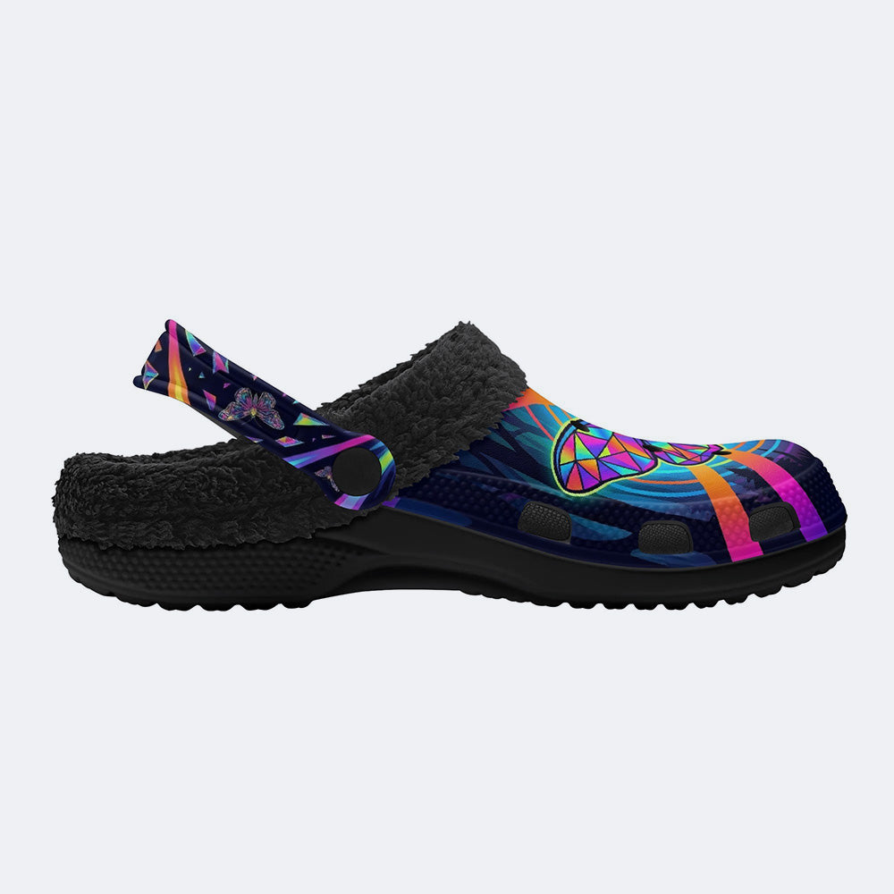 Kaleidoscope Mirror Moth Fleece-Lined Clogs