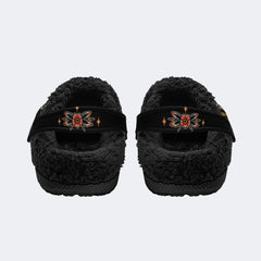 Moth Floral Mushroom Print - Fur Lined Slippers/Sandals