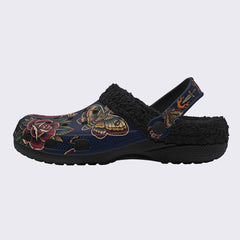 Neo-Traditional Totem Print Fleece-Lined Clogs